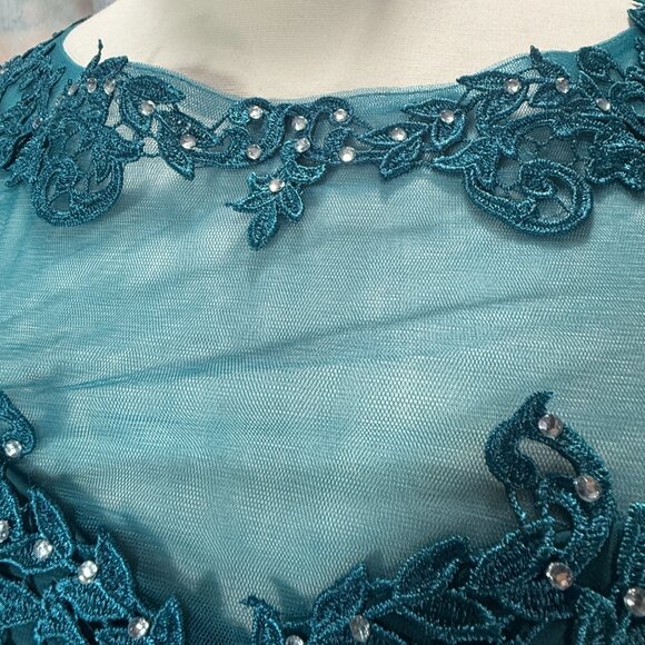 NEW πWedding Dress Teal Embroidered Beaded Mother Bride/ Groom - Evening Dress - Picture 3 of 16